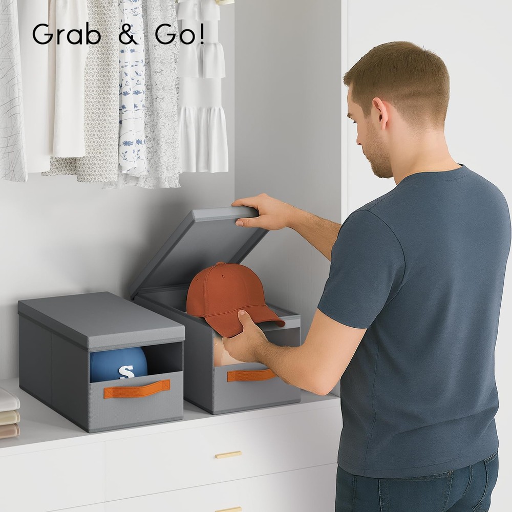 Hat Organizer for Baseball Caps - 3 Pack Stackable Foldable Protective Lids H...