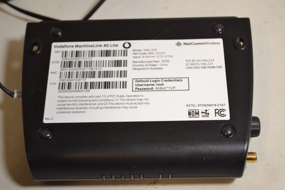 Baxter/Netcomm VodaFone MachineLink 4G Lite NWL224