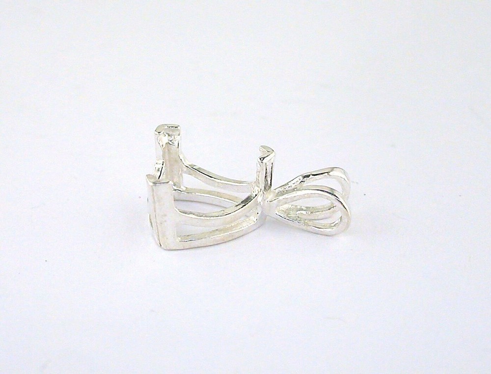 Trillion V Prong Pendant Setting Sterling Silver