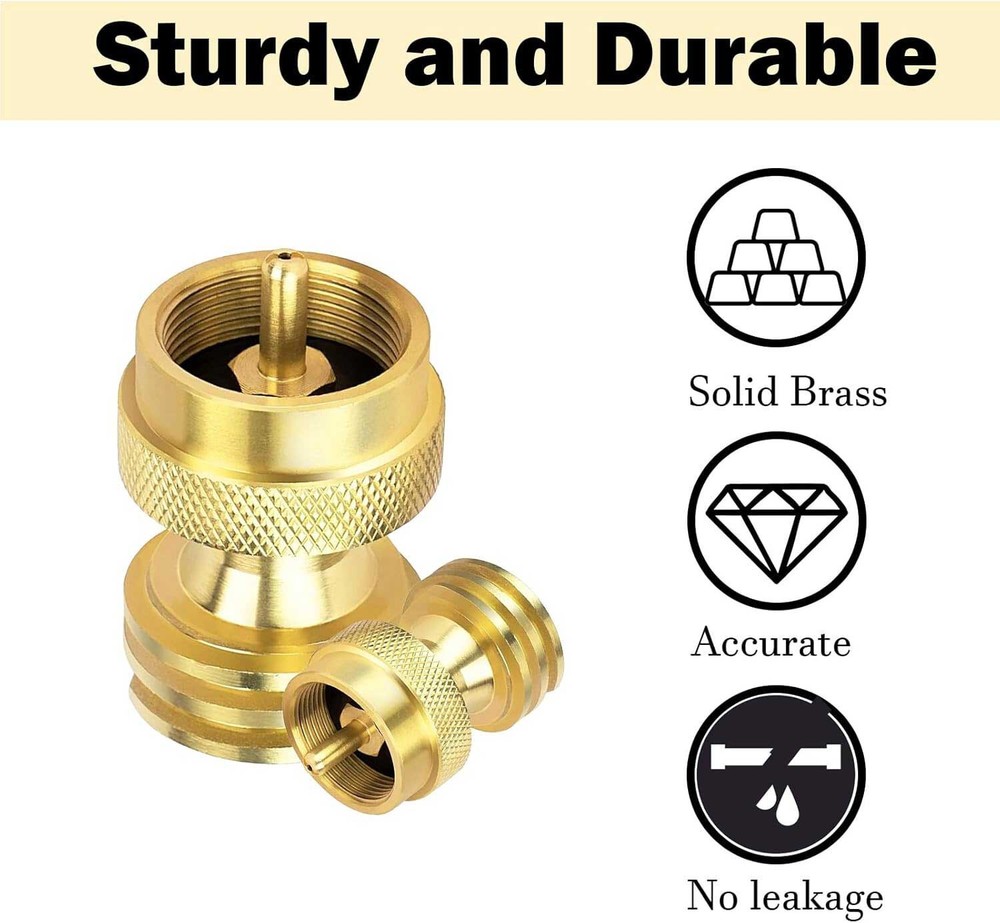 Universal Solid Brass Propane Tank Adapter 20LB to 1LB Converter QCC1 Regulator