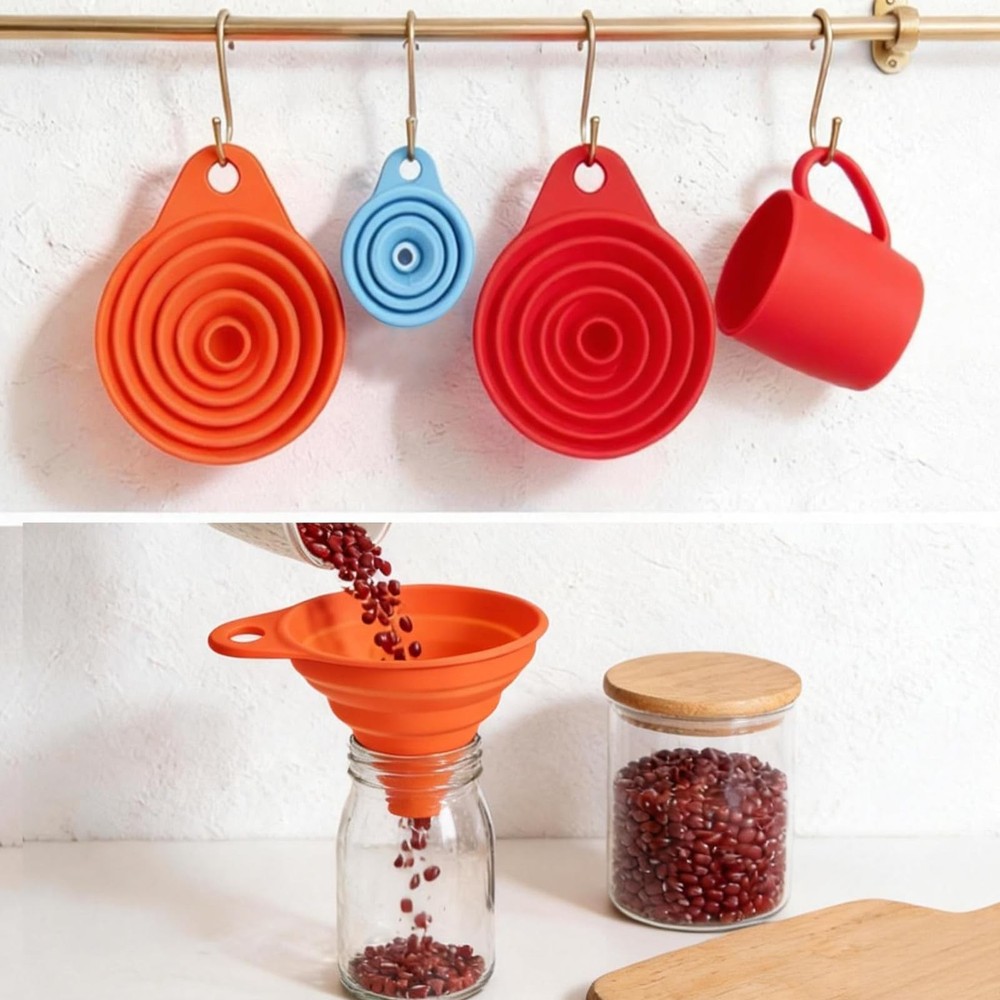 4Pack Kitchen Funnel Set, Small and Large, Upgraded Kitchen Gadgets Accessori...