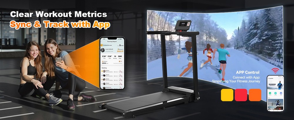 Foldable Under-Desk Treadmill For Home Use Remote-Controlled With LED Display