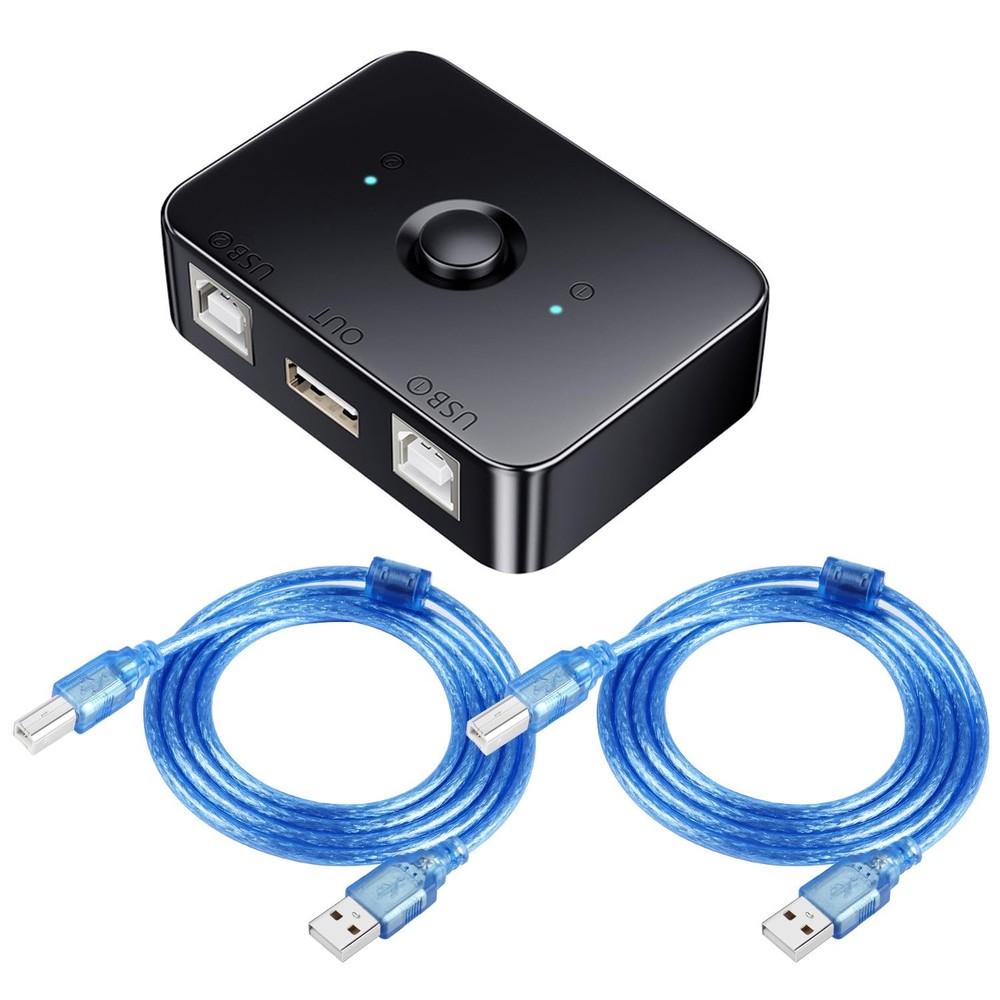 USB2.0 Printer Sharer Switcher 2 Port USB B Print Selector Switch Adapter, 2 ...
