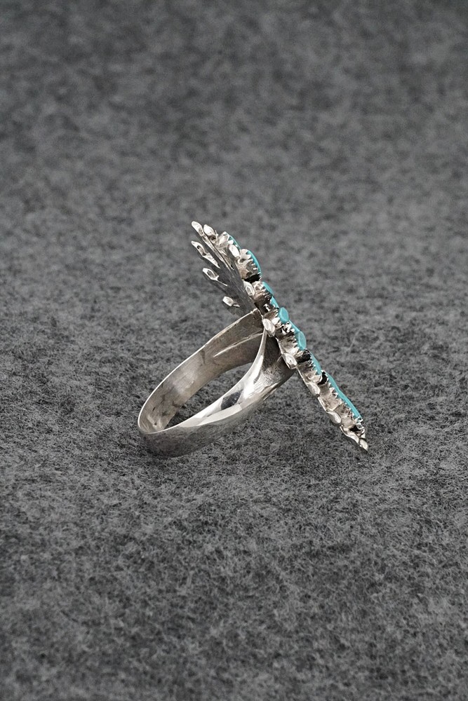 Turquoise & Sterling Silver Ring - Evonne Hustito - Size 9.5
