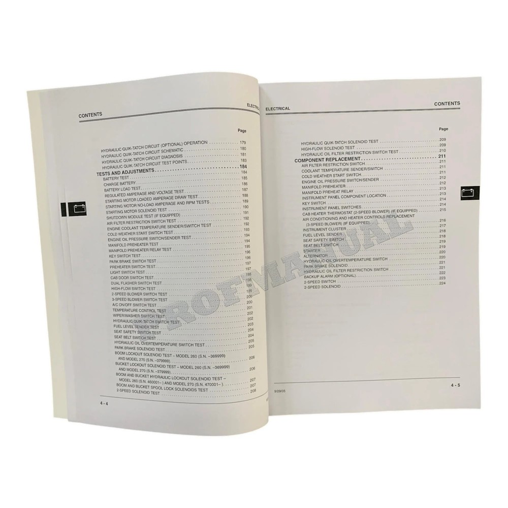 John Deere 260 270 Skid-Steer Loader Electr Schematic Service Manual *Send SN