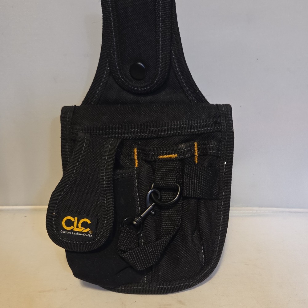 CLC Black Fabric Tool Pouch with Multiple Pockets, Belt Loop, Snap Closure