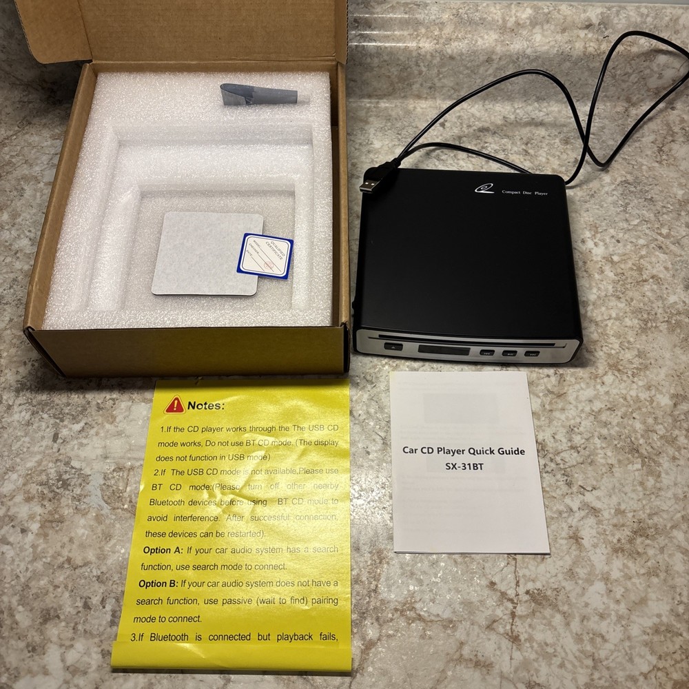 CD Player for Car,PLEDEI External Portable Car CD Player with Bluetooth. New!