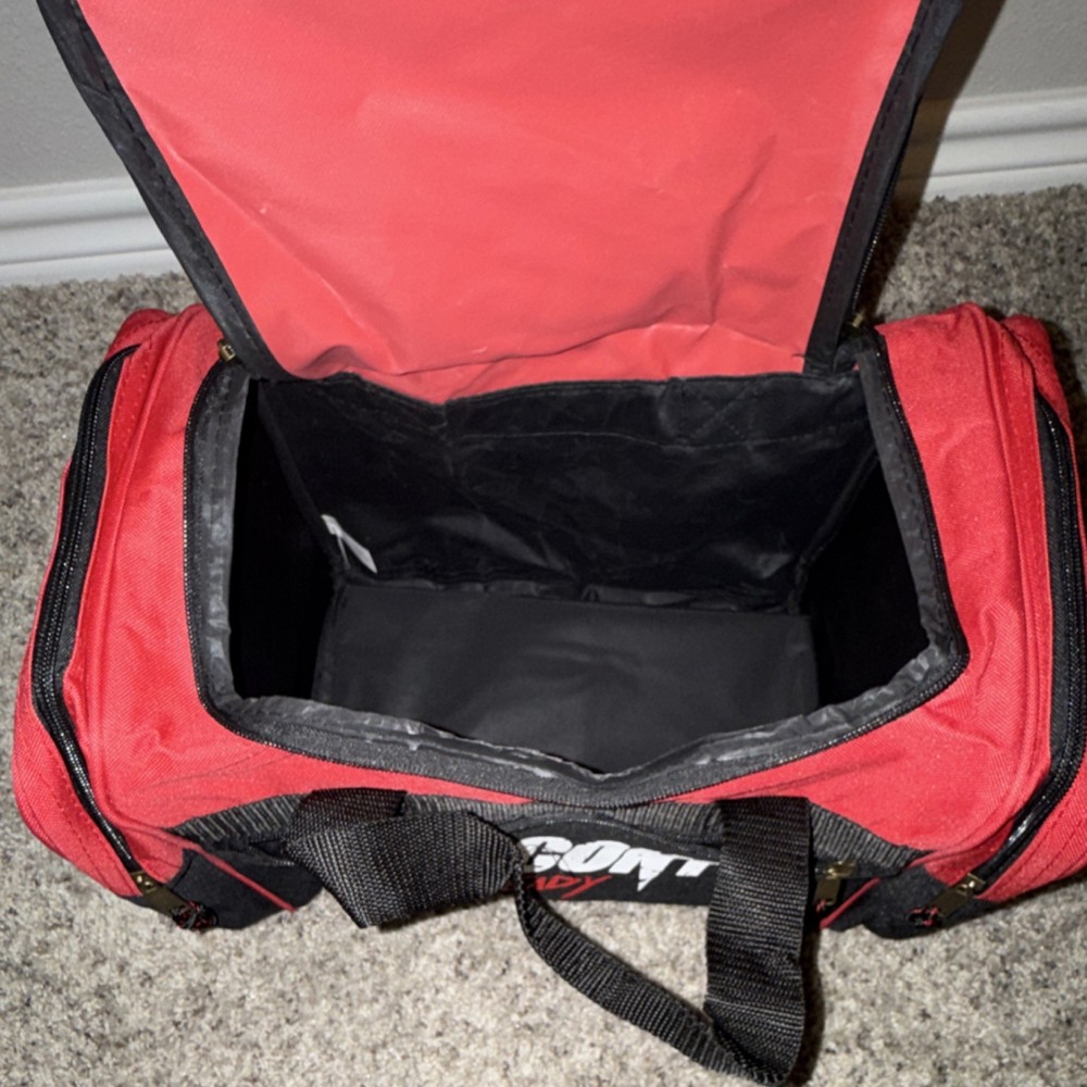 REDCON1 Ready Red Black Gym Bag Zip Adjustable Strap 4 Pockets Polyester