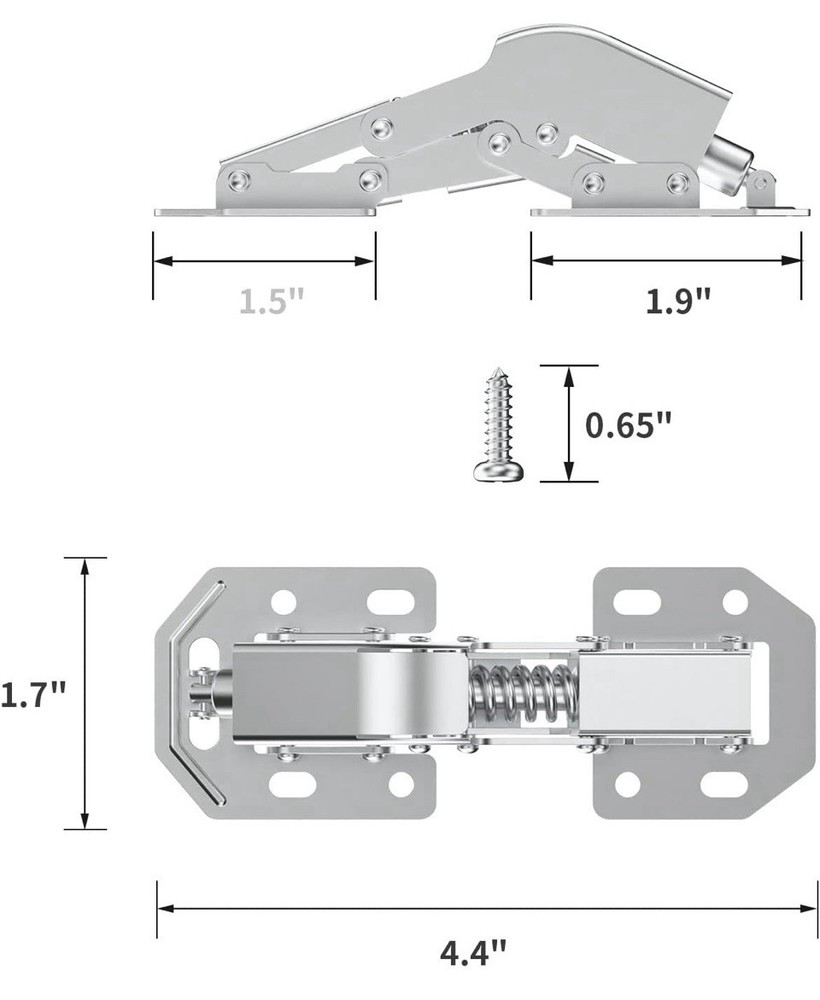 20 Pack 90 Degree Soft Close Surface Mount Spring Hinges, Easy Installation NEW