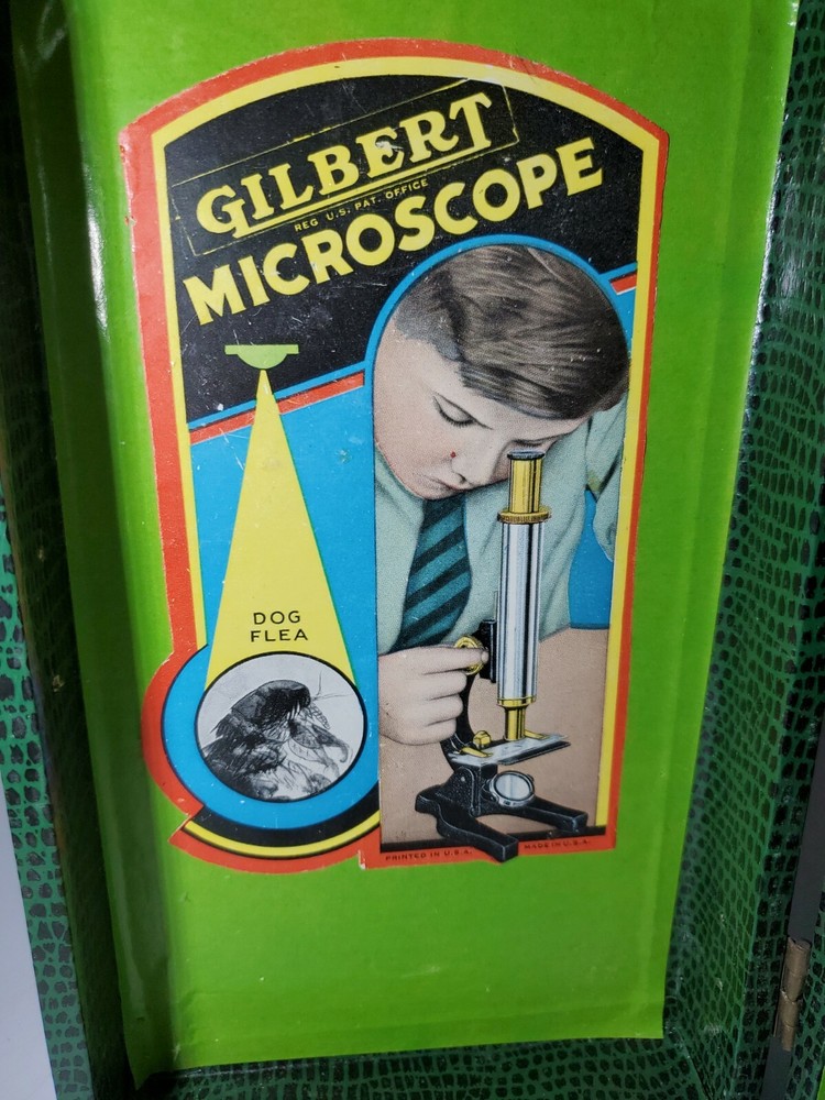 Vintage Gilbert Microscope with Original Green Case S-15
