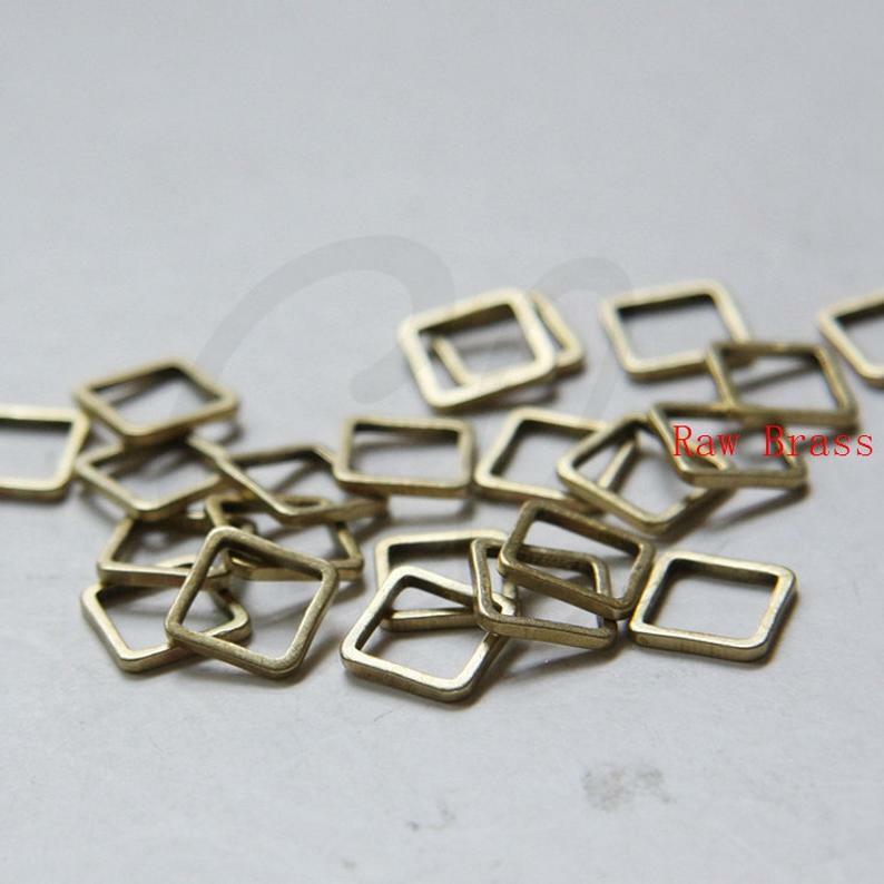 60 Pieces Raw Brass Square Blank Ring - Square 8mm (CW-3294C)
