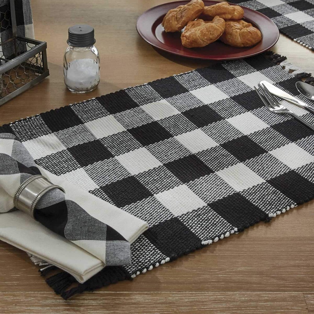 Buffalo Black and White Check Yarn Placemats