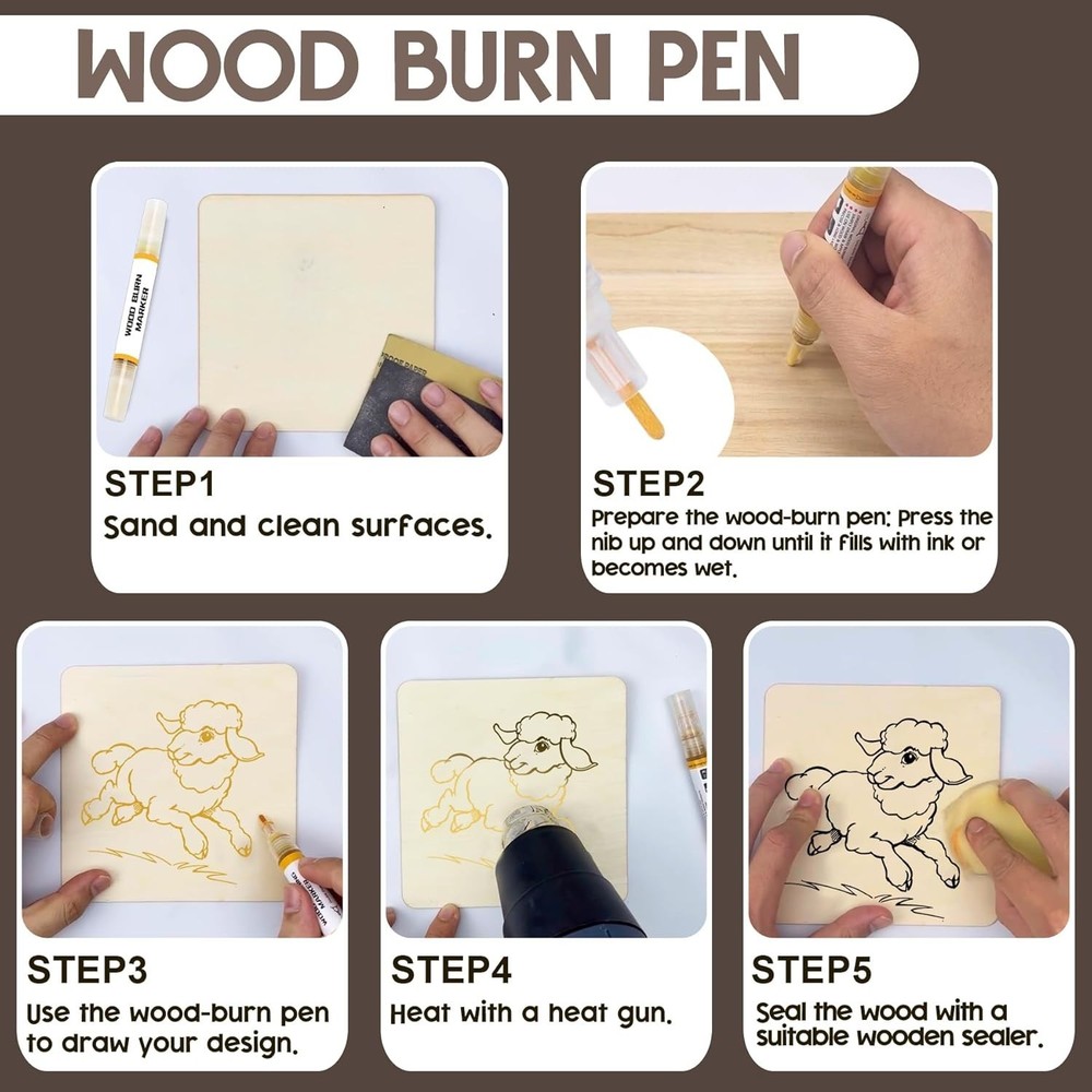 Beginner-Friendly Double-Sided Wood Burning Pen Kit for Quick DIY Projects