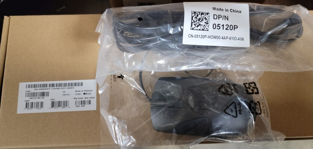 10 Pack Dell Wired Keyboard, Mouse, and Power Cables