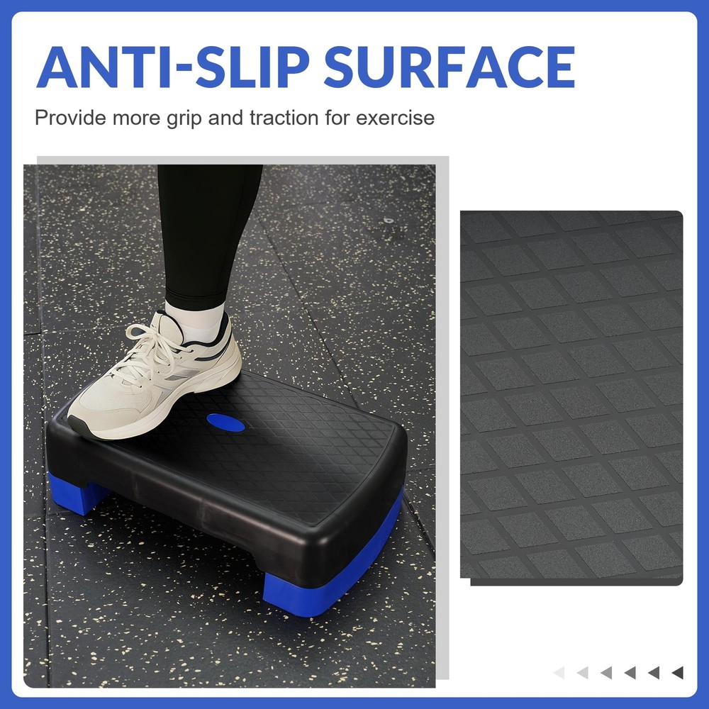 18" Aerobic Step Platform, Workout Stepper with Adjustable 2 Stackable Risers...