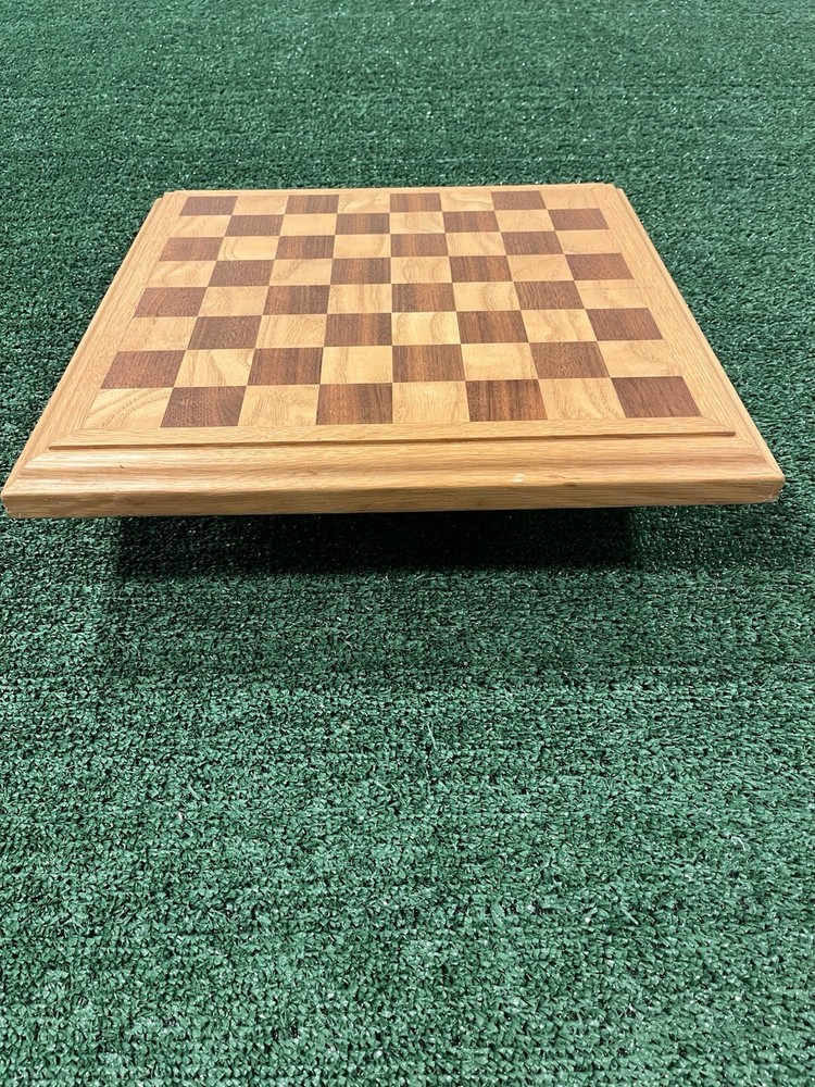 Vintage Hand Made Solid Oak Chess-Checker Board