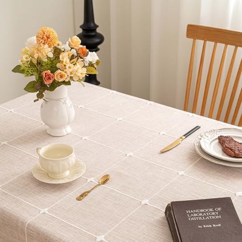 Rustic Farmhouse Tablecloth - Cotton 54" x 86" (Rectangular) Plaids Coffee
