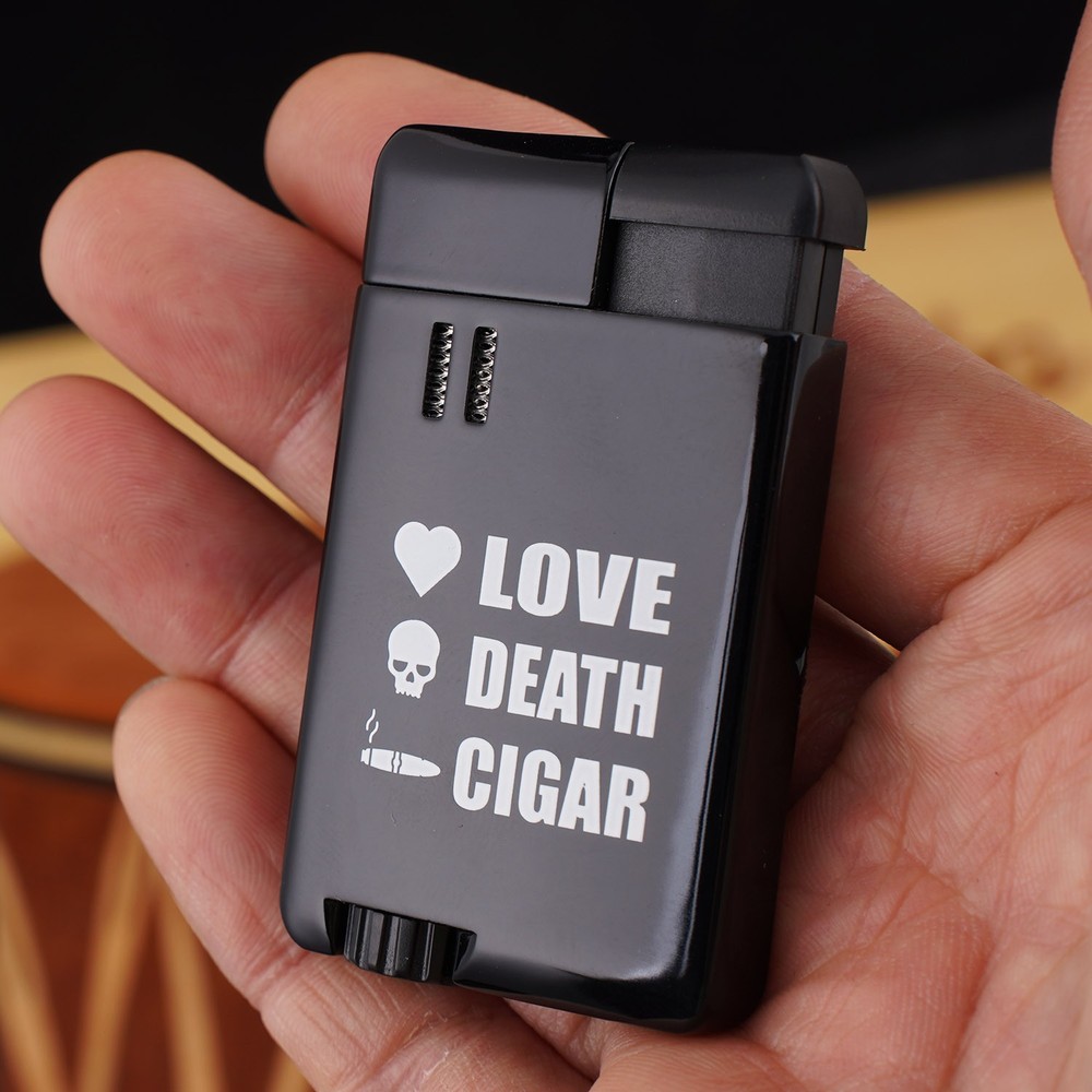 CIGARISM Cigar Lighter, Single Torch Jet Flame Windproof Refillable Skull