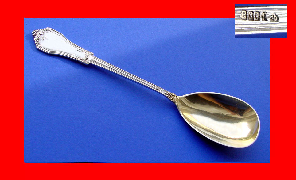 Pair, 2 Empire Serving Spoons/ Cream Spoons, 800 Silver A474