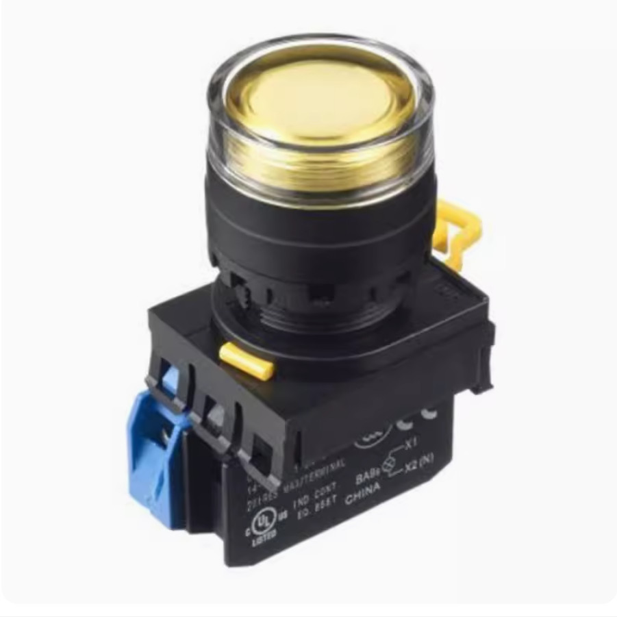 1PC NEW IDEC Self-reset button switch with light YW1L-MF2E20 yellow 2NO 110V #LL