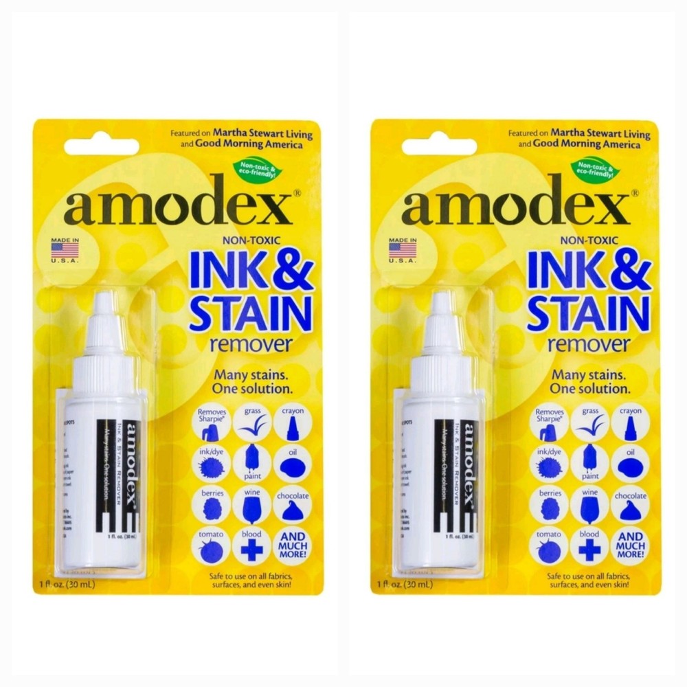 2 PACK! Amodex Ink & Stain Remover 1oz Bottle