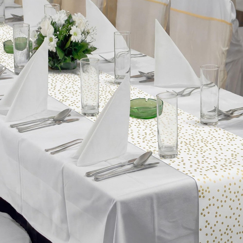 Paper Gold Confetti Table Runner Roll 25' Long x 16" Decorative Table Runner