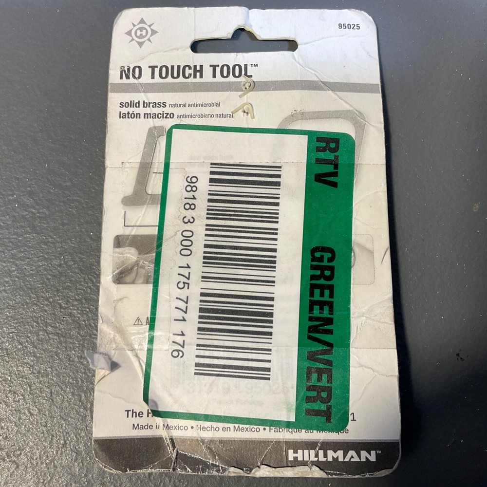 Hillman Antimicrobial No Touch Tool Solid Brass High Quality with Keyring 95025