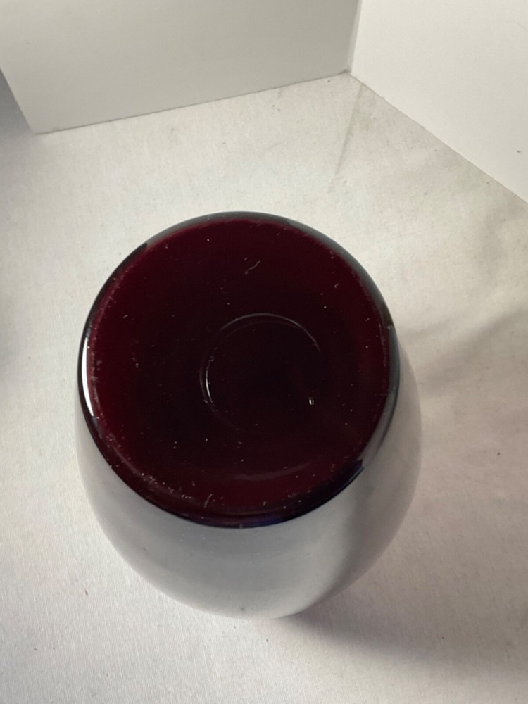 Royal Ruby glass vase decorative scalloped rim