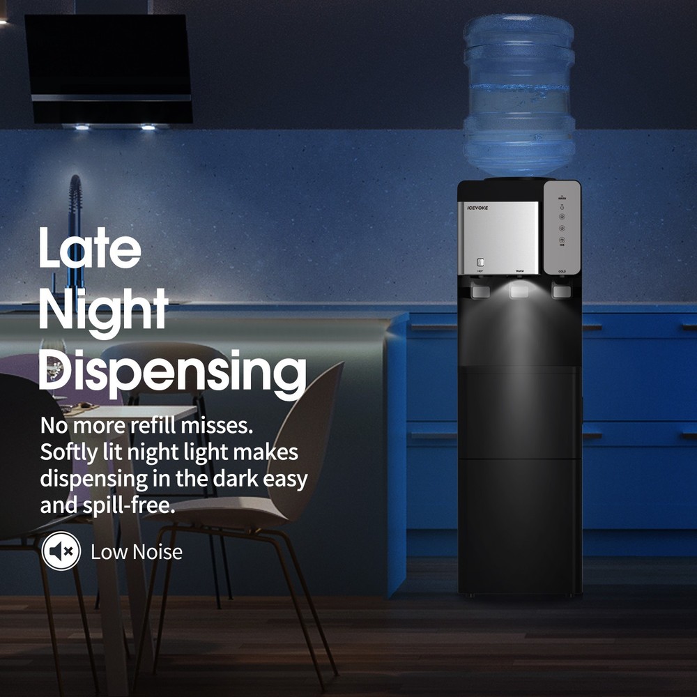 Water Dispenser with Ice Maker Function, Top Loading Hot & Cold Water Cooler