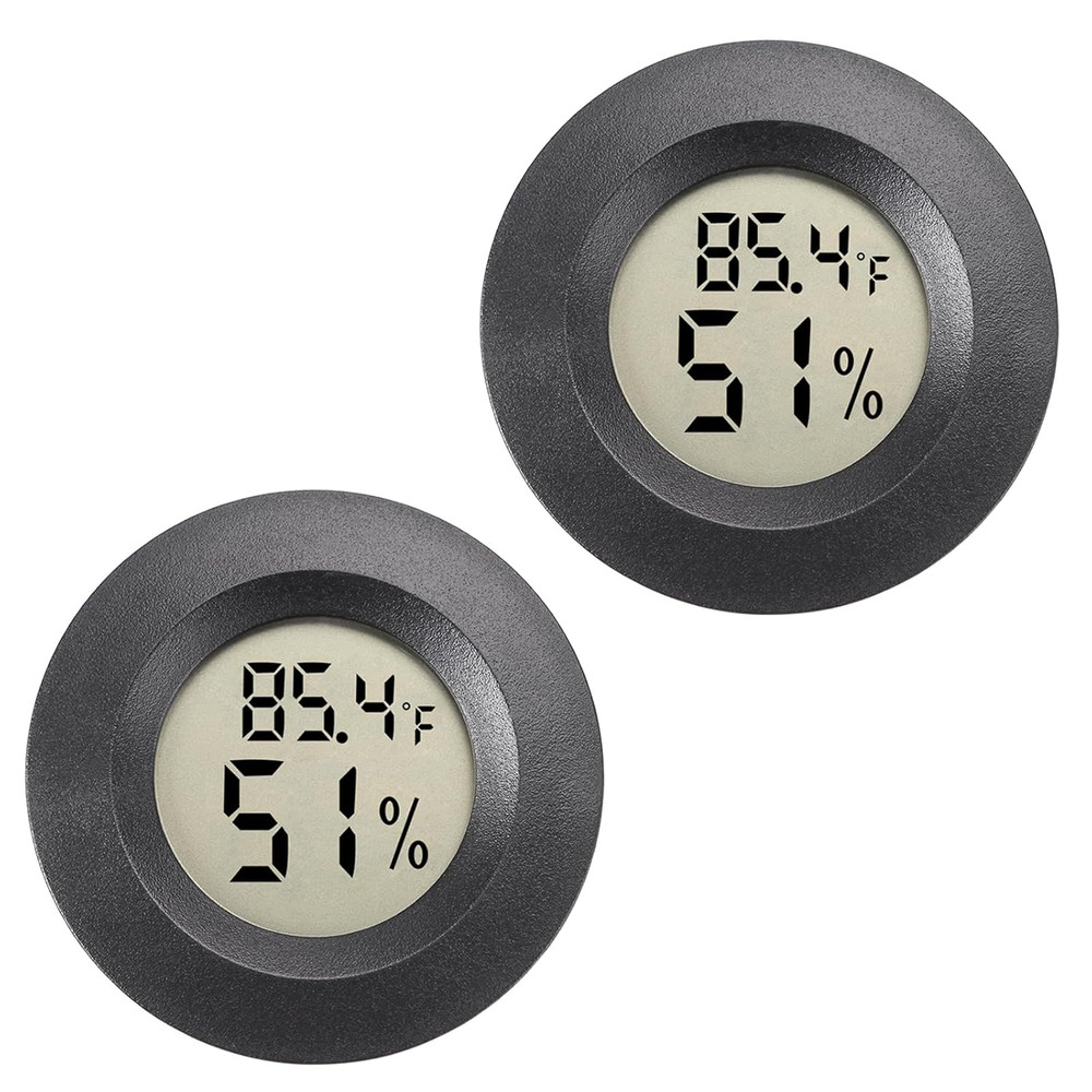 Mini Hygrometer Digital Thermometer Humidity Meter 2 Pack Black