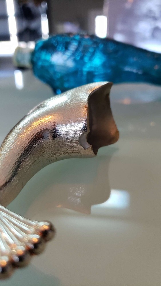 Vintage AVON Patchwork Cologne Peacock Green Tail Perfume Bottle Empty