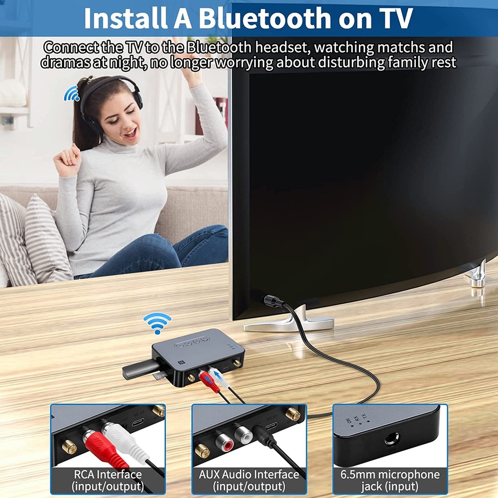 Bluetooth Audio Adapter Transmitter Receiver -Bluetooth 5.1 Transmitter Receiver