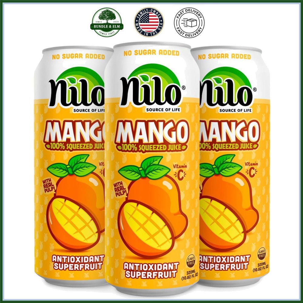 Pure Mango Juice with Real Fruit Pulp, 12 Pack, 100% Authentic Taste