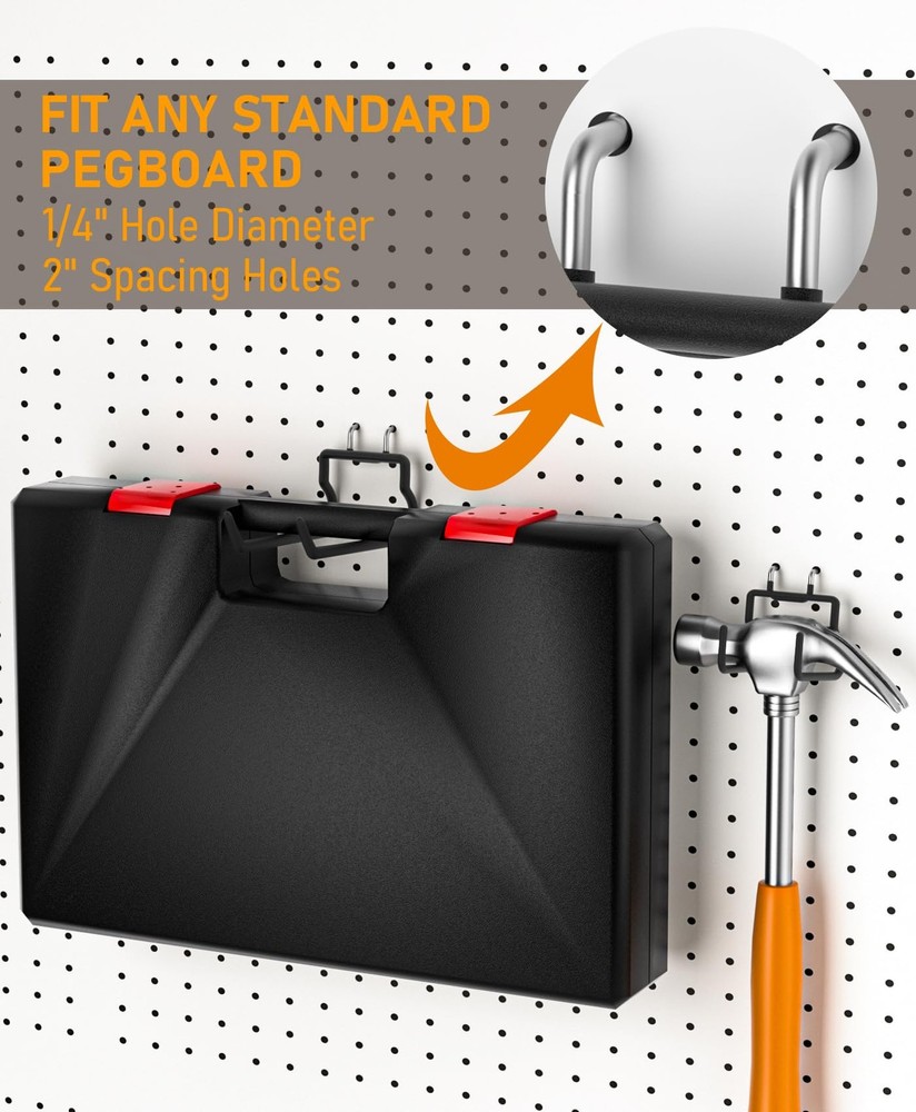 Heavy Duty Pegboard Hooks 1/4" - Tool Hangers for Garage, Workbench, 10 Pack