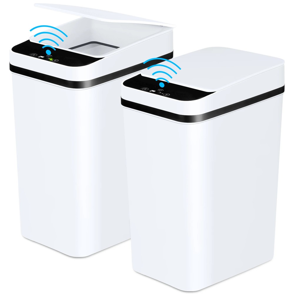 2 Pack 12L Bathroom Automatic Trash Cans Touchless Motion Sensor Slim with Lid