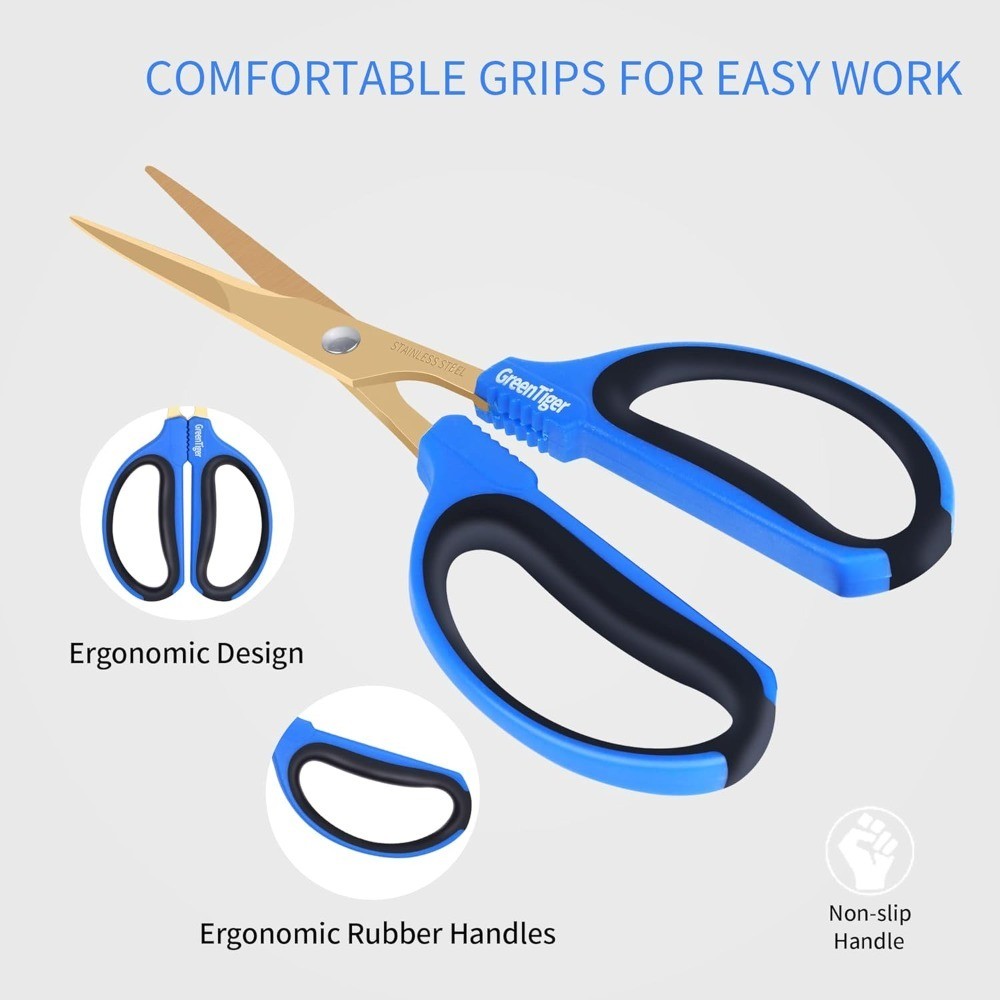 Extra Long Blade Garden Pruning Shears 65mm Titanium Coating Sharp Precision