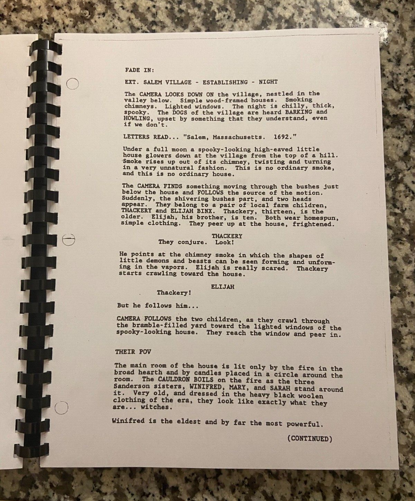 Hocus Pocus Movie Script Reprint Full Screenplay Script