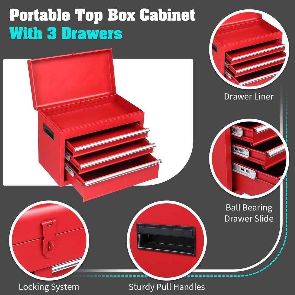 4 Drawer Rolling Tool Chest Detachable Garage Storage Cabinet Adjustable Shelf