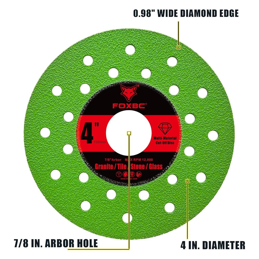 4 inch Diamond Grinding Cut Off Multi-Material Disc , 7/8" Arbor - 3 Pack