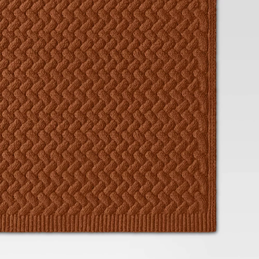 Chunky Chenille Throw Deep Clay Orange - Threshold