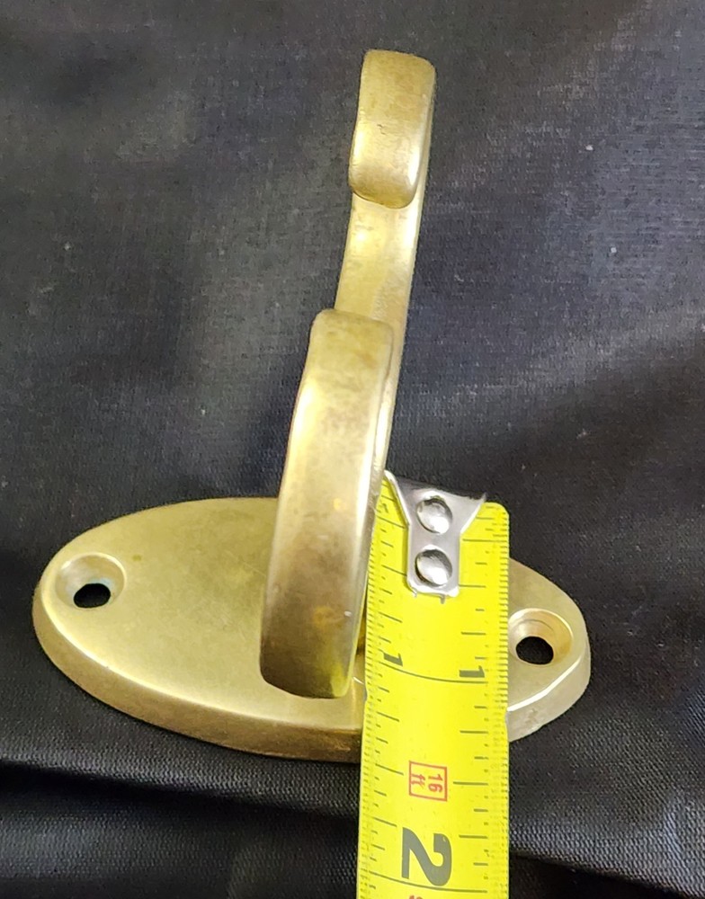 Three Early Antique Brass Fireplace Tool Jamb Hooks