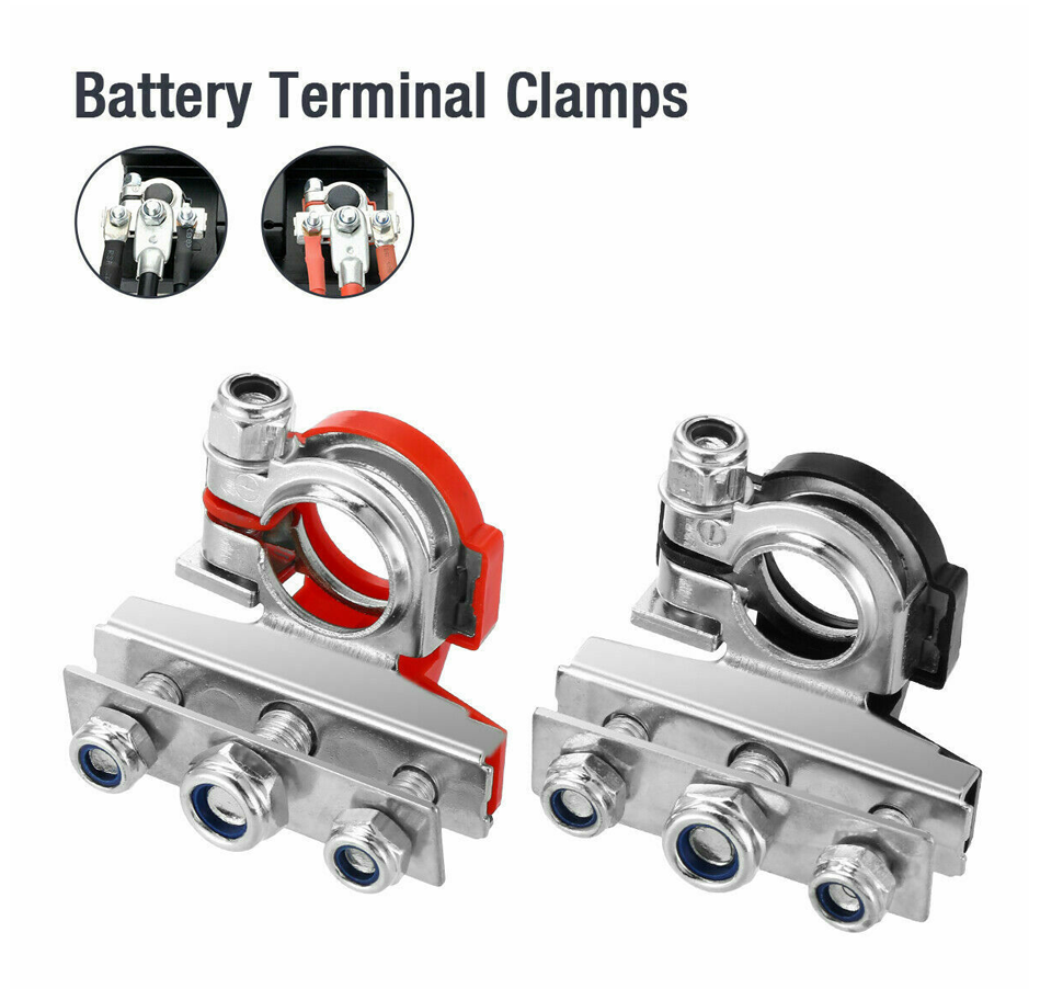 2*Car Auto Van Caravan Battery Terminal Quick Connector Positive Negative Clamps