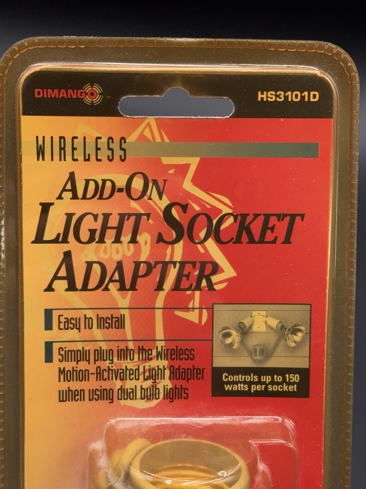 DIMANGO Add-On Light Socket Adapter HS3101D Motion-Activated Security New Sealed