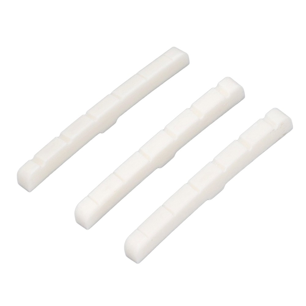3Pcs 6 String Guitar Nut Flat Bottom Slotted Bone Guitar Nut Replacement For
