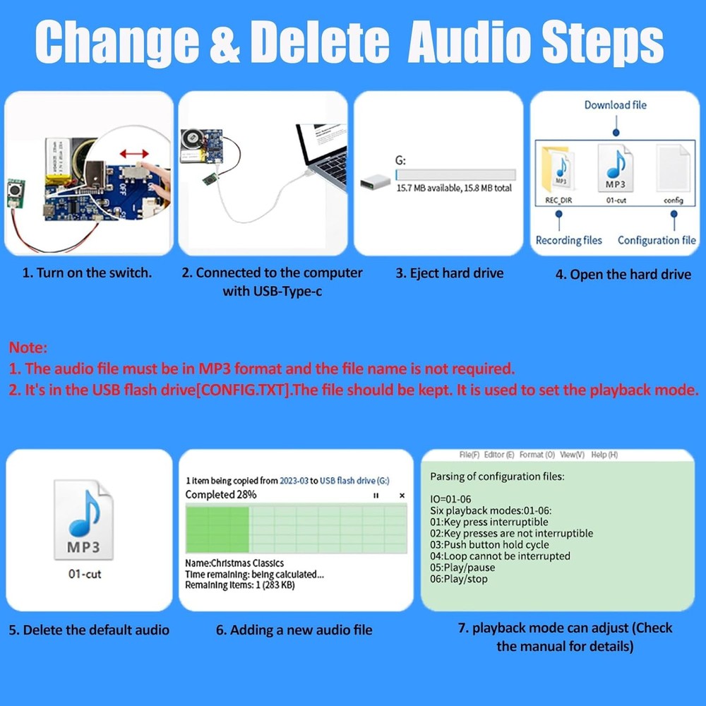 Module - 16MB Push Button Activated Sound with Speaker, Blue-1 PC