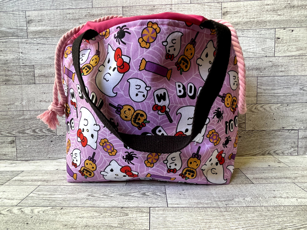 Project Bag Knitting Crochet DrawstringYarn Storage Halloween Ghost Fall Storage