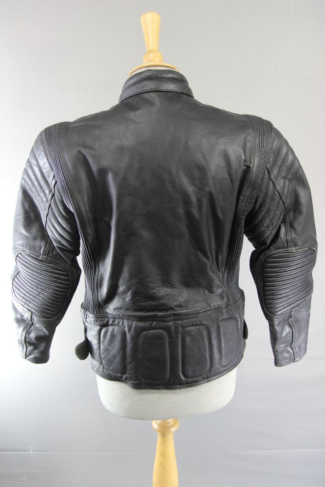 CLASSIC BLACK DYNAMIC LEATHERS BIKER JACKET SIZE 12