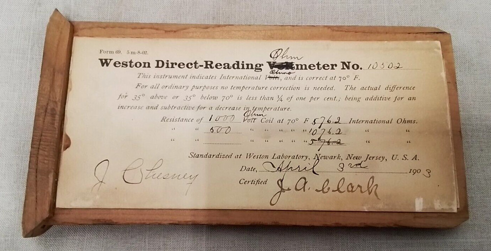 Vintage Weston's Direct Reading Volt-Meter Voltmeter Untested