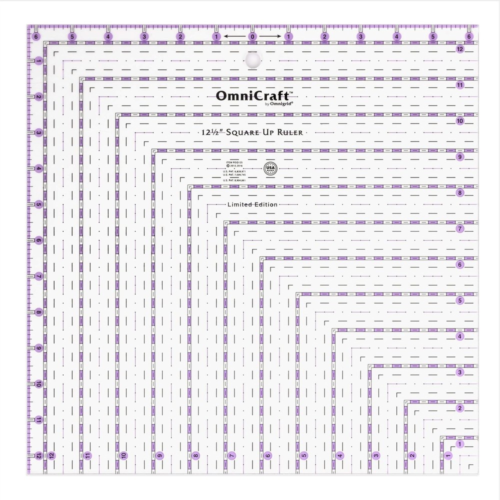 12.5" Quilting Ruler with Seam Allowances