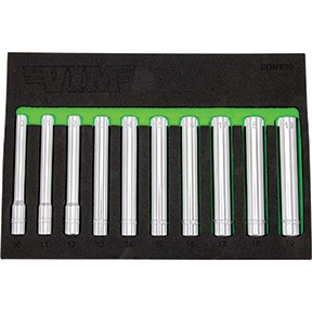 10 PC 3/8IN DR. EXTRA DEEP 6PT SOCKET SET (10 - 19MM) VIM-EDM600